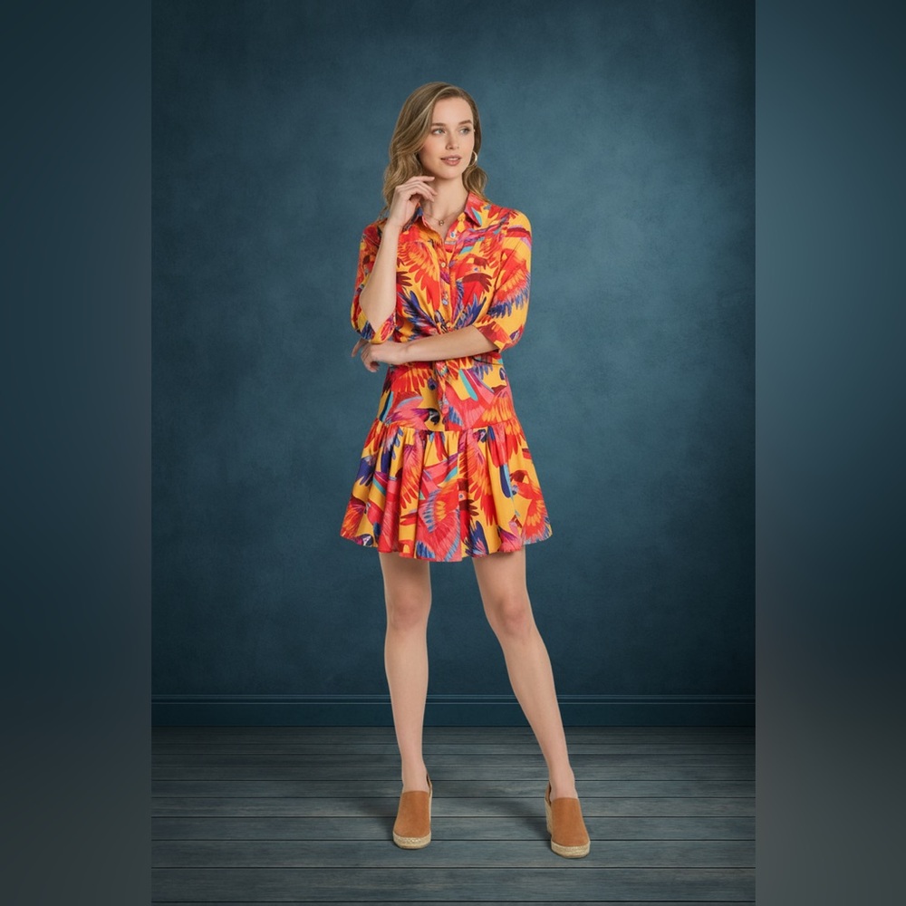 RIO RHYTHM TROPICAL BIRT PRINT MINI SKIRT SET - Picture 5 of 9